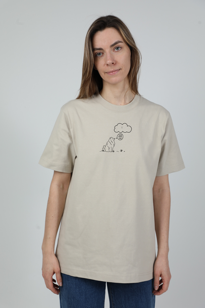 Cloud dog | Storo audinio, oversized marškinėliai su šuniu | Unisex