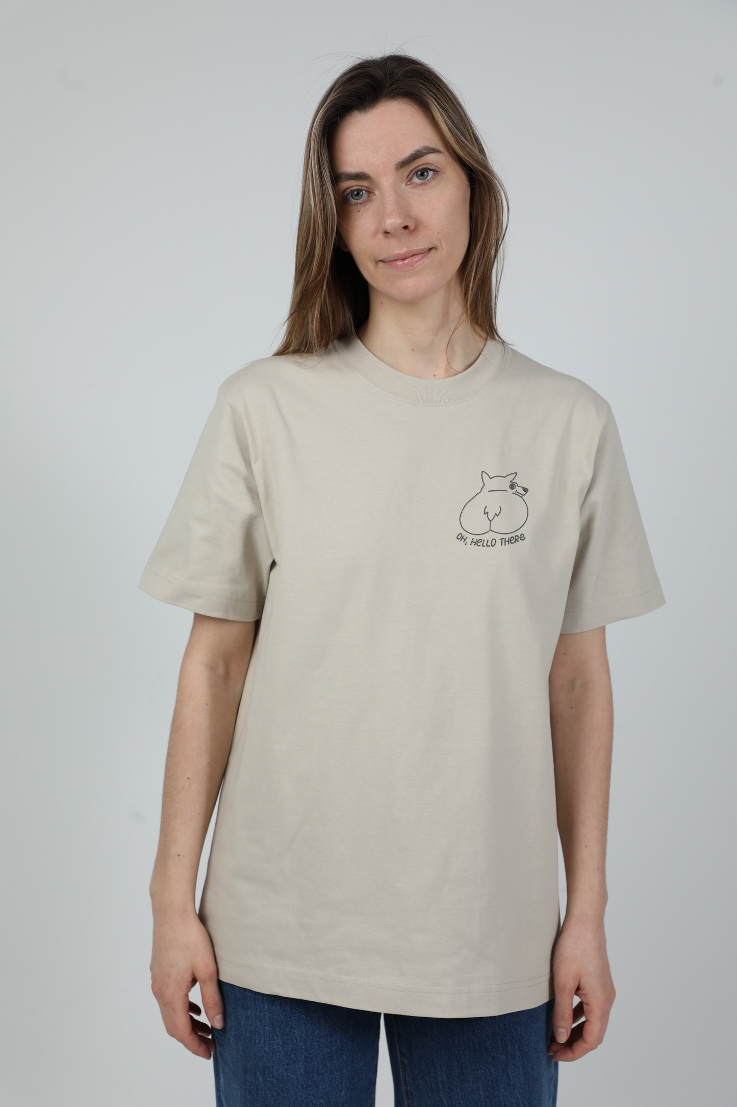 Oh, hello there! | Heavyweight T-Shirt with embroidered dog. Oversized | Unisex