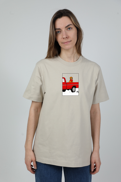 Pickup truck dog | Heavyweight T-Shirt with dog. Oversized | Unisex