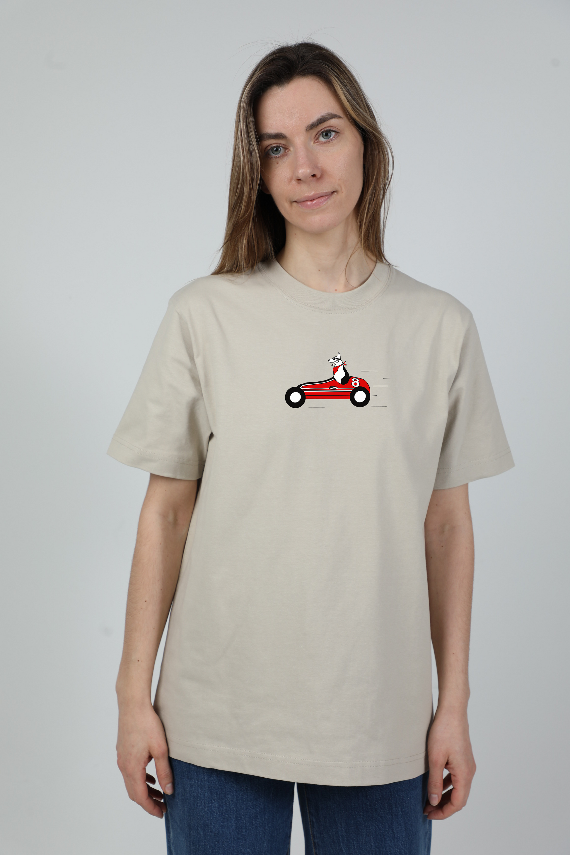 Retro racer dog | Heavyweight T-Shirt with dog. Oversized | Unisex | animalistus