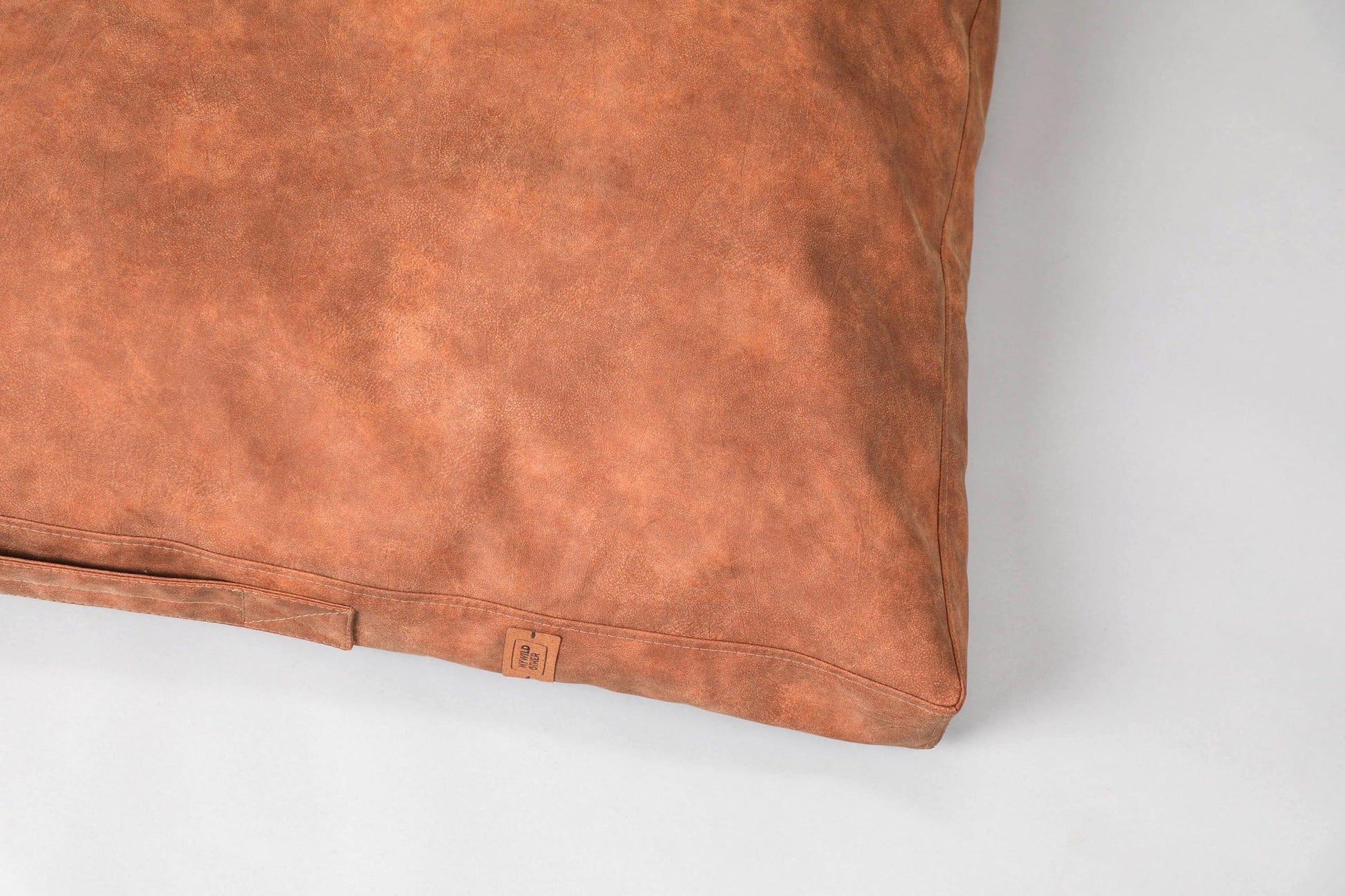 2-sided leather dog cushion bed. TAWNY BROWN - premium dog goods handmade in Europe by My Wild Other