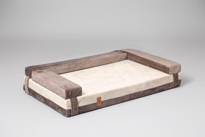 2-sided transformer dog bed. BEIGE+TAUPE - premium dog goods handmade in Europe by My Wild Other