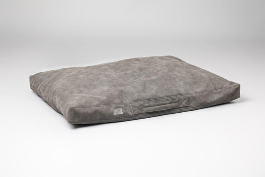 2-sided leather dog cushion bed. IRON GREY - premium dog goods handmade in Europe by My Wild Other