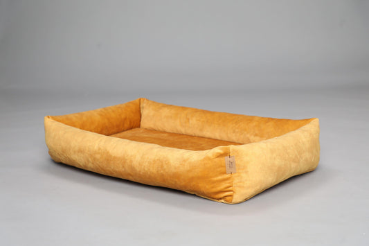 Premium dog bed with sides | 2-sided | AMBER YELLOW - premium dog goods handmade in Europe by animalistus