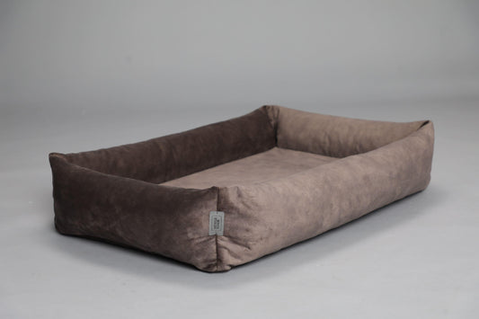 Premium dog bed with sides | 2-sided | TAUPE - premium dog goods handmade in Europe by animalistus