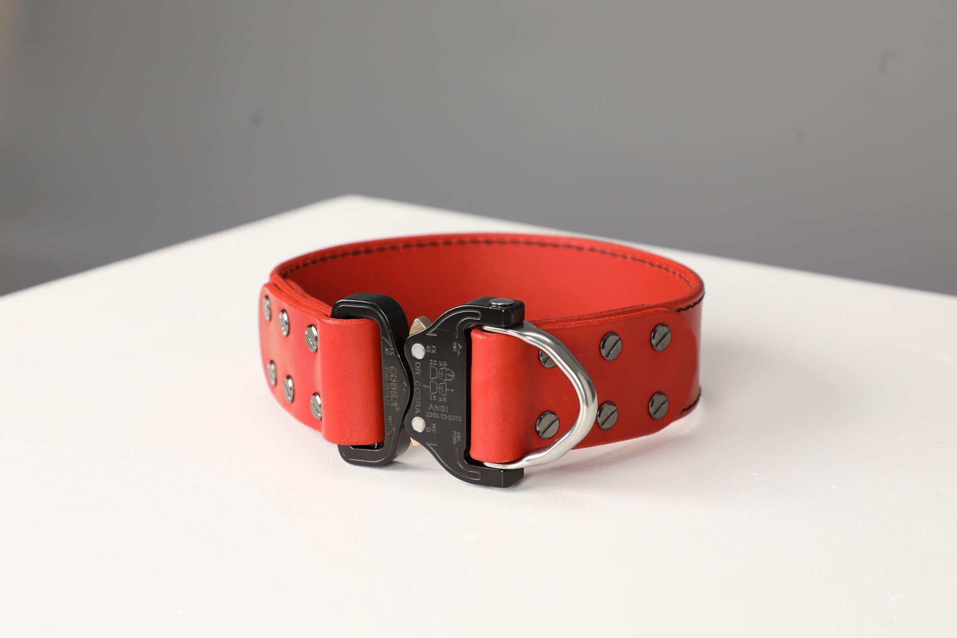 Red leather dog collar with COBRA® buckle - premium dog goods handmade in Europe by My Wild Other