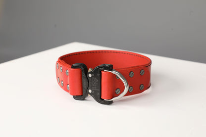 Red leather dog collar with COBRA® buckle - premium dog goods handmade in Europe by My Wild Other