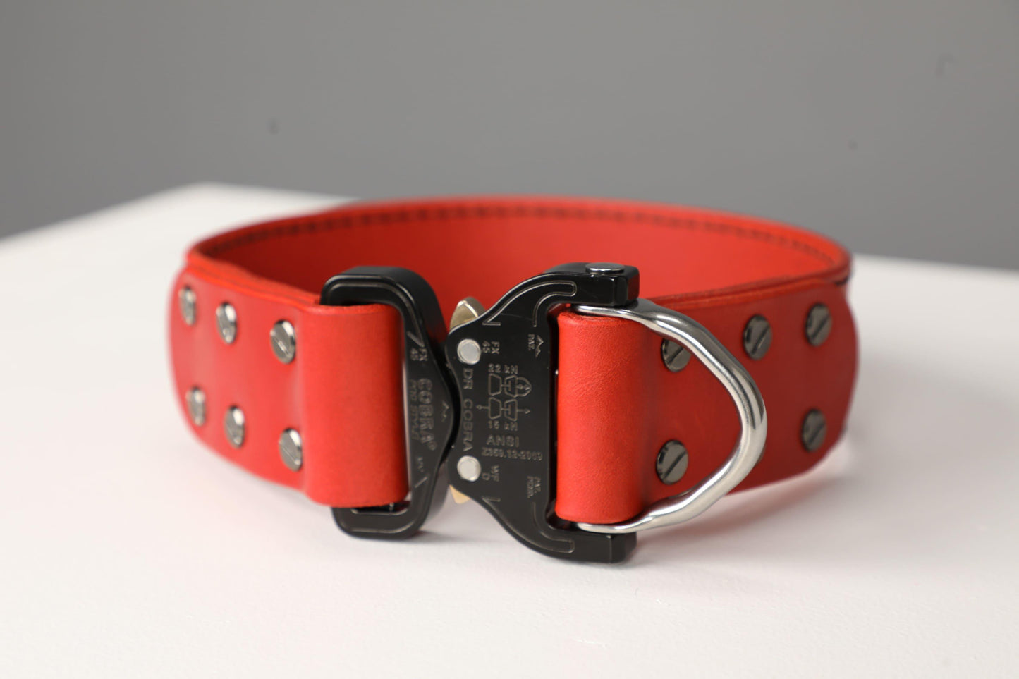 Red leather dog collar with COBRA® buckle - premium dog goods handmade in Europe by My Wild Other