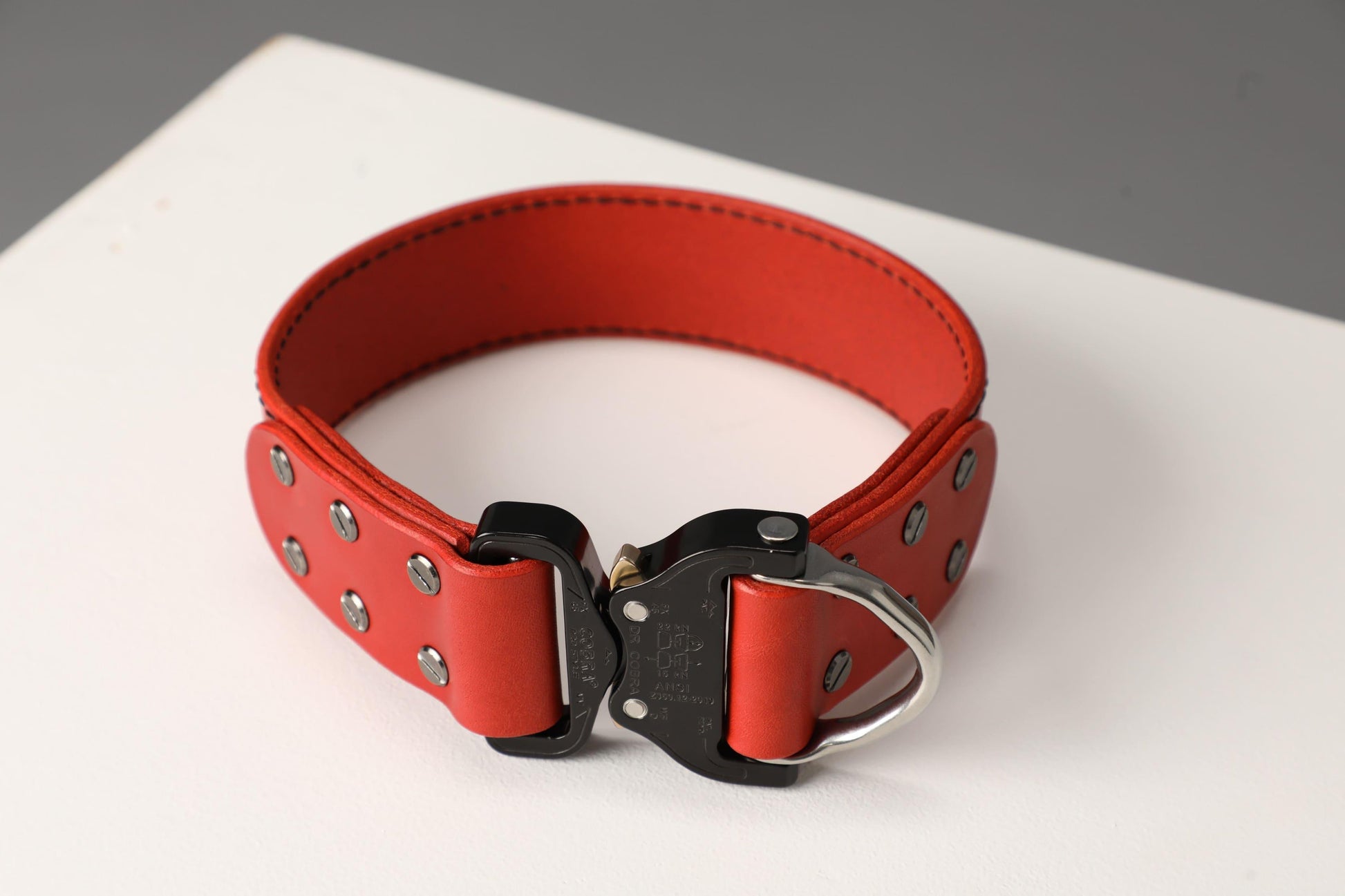 Red leather dog collar with COBRA® buckle - premium dog goods handmade in Europe by My Wild Other