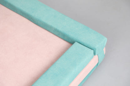 Transformer dog bed | Extra comfort & support | 2-sided | MINT GREEN+FLAMINGO PINK - premium dog goods handmade in Europe by animalistus
