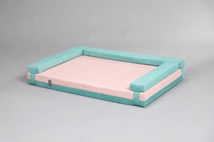 Transformer dog bed | Extra comfort & support | 2-sided | MINT GREEN+FLAMINGO PINK - premium dog goods handmade in Europe by animalistus