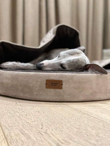 Cozy cave dog bed | BEIGE+TAUPE - premium dog goods handmade in Europe by My Wild Other