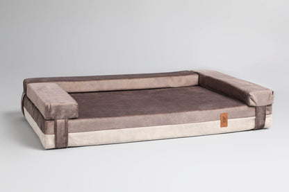 2-sided transformer dog bed. BEIGE+TAUPE - premium dog goods handmade in Europe by My Wild Other