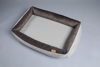 Modern dog bed with sides | 2-sided | HOUNDSTOOTH+TAUPE | animalistus