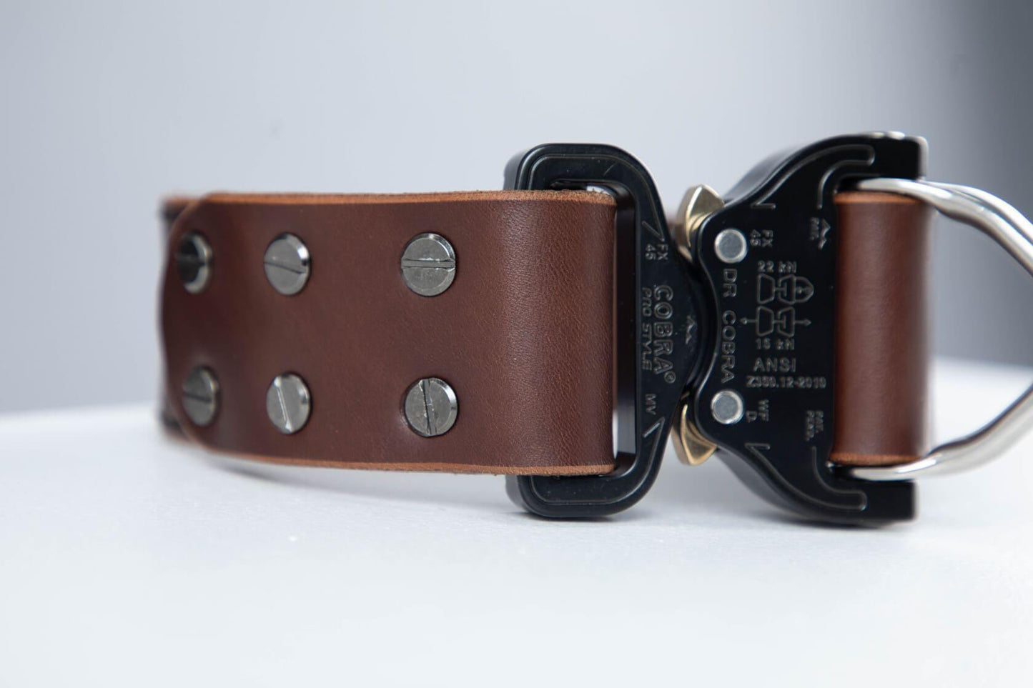 Brown leather dog collar with COBRA® buckle - premium dog goods handmade in Europe by animalistus