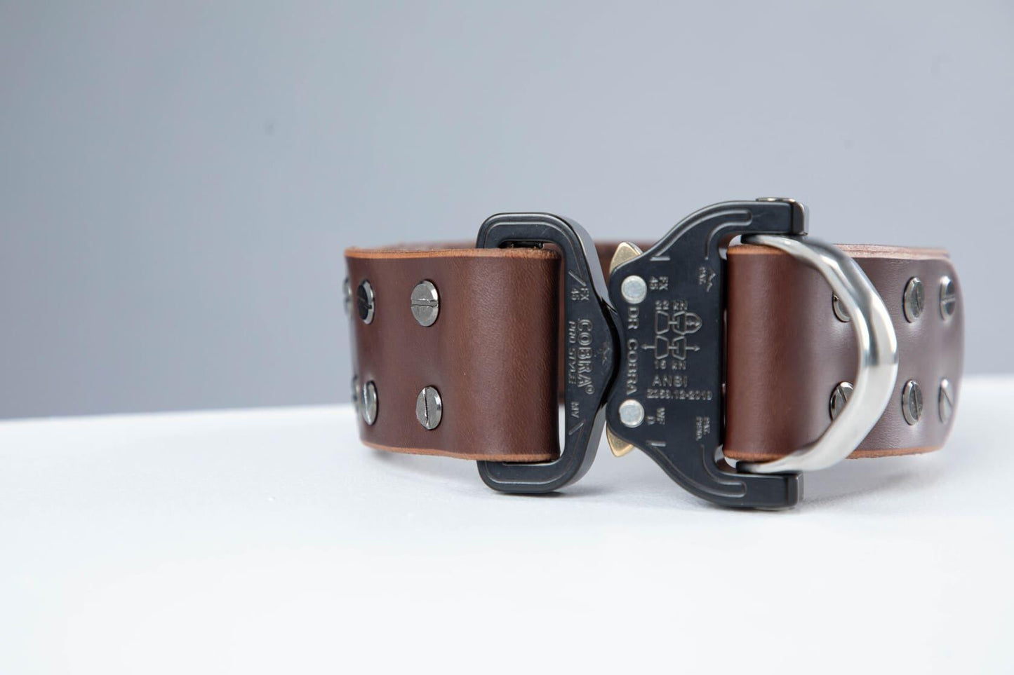 Brown leather dog collar with COBRA® buckle - premium dog goods handmade in Europe by animalistus