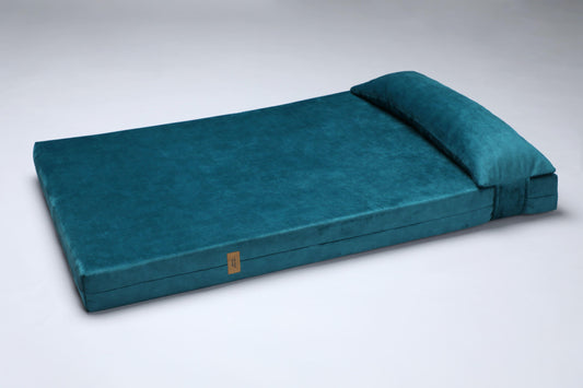2-sided extra large & supportive dog bed. OCEAN BLUE - premium dog goods handmade in Europe by My Wild Other