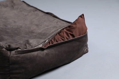 Modern dog bed with sides | 2-sided | HOUNDSTOOTH+TAUPE | animalistus