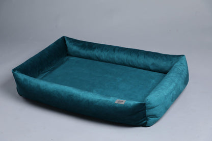2-sided dog bed with sides. OCEAN BLUE - premium dog goods handmade in Europe by My Wild Other
