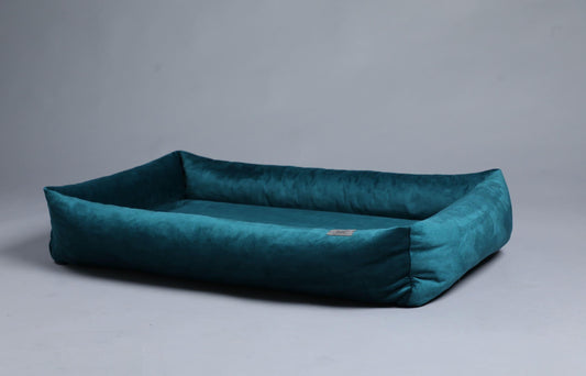 2-sided dog bed with sides. OCEAN BLUE - premium dog goods handmade in Europe by My Wild Other