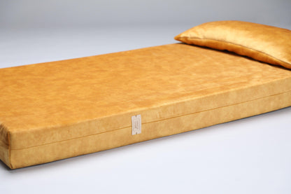Dog bed for large dogs | Extra comfort & support | 2-sided | AMBER YELLOW - premium dog goods handmade in Europe by My Wild Other