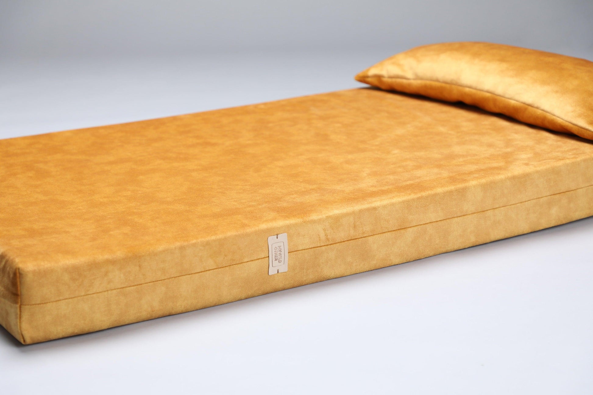 Dog bed for large dogs | Extra comfort & support | 2-sided | AMBER YELLOW - premium dog goods handmade in Europe by animalistus