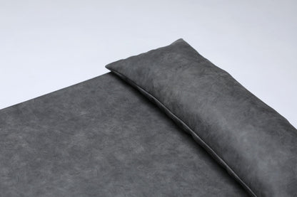 2-sided extra large & supportive leather dog bed. IRON GREY - premium dog goods handmade in Europe by My Wild Other