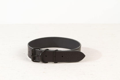 Handmade black leather dog collar | animalistus