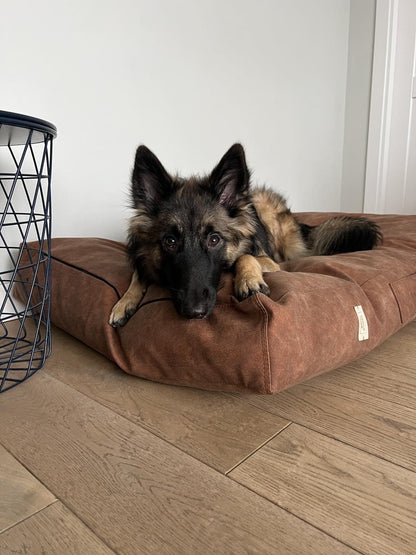 Dog cushion bed | 2-sided | Water resistant | TAWNY BROWN - premium dog goods handmade in Europe by animalistus