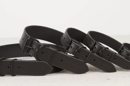 Handmade black leather dog collar | animalistus