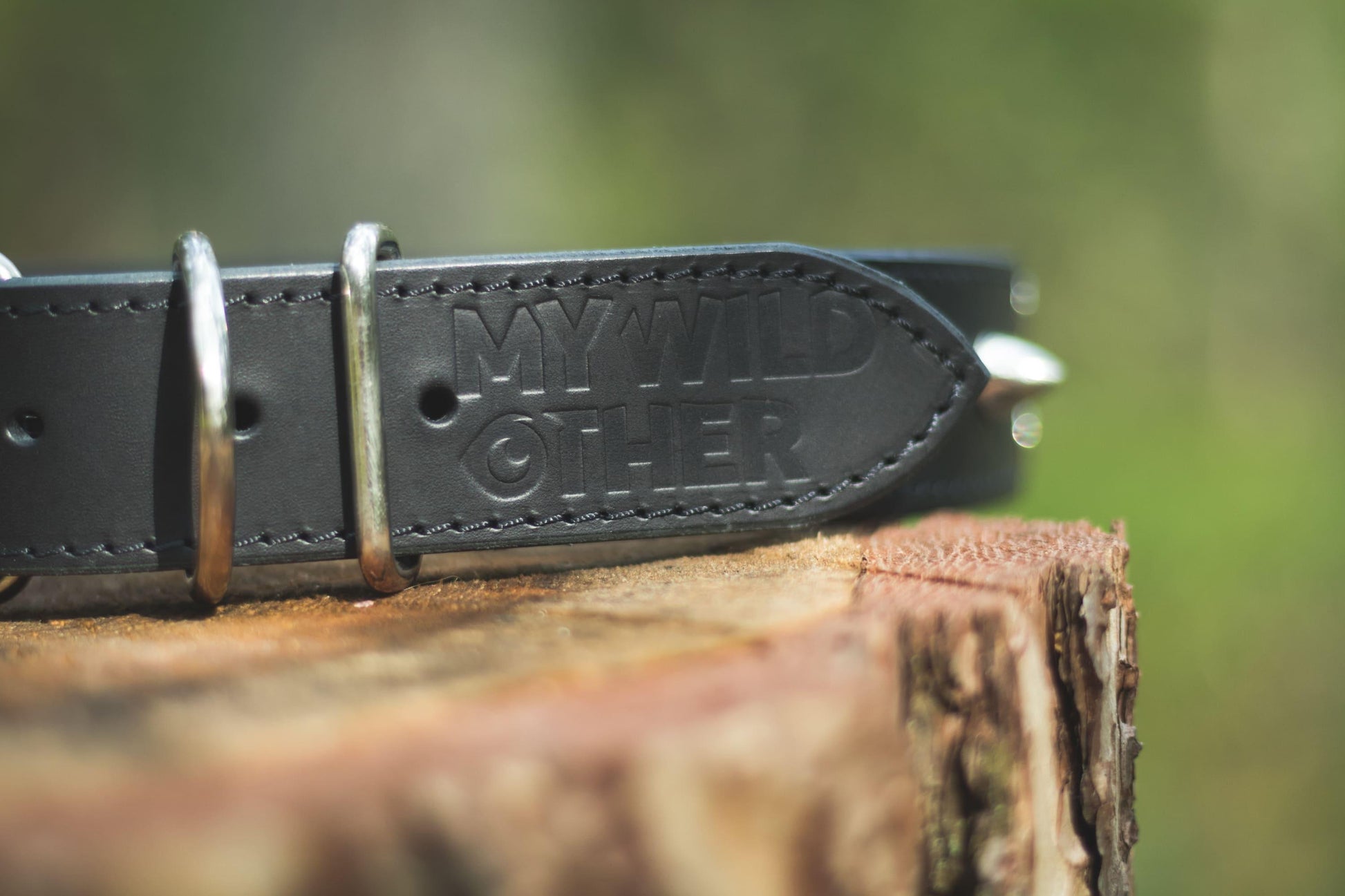 Handmade black leather STUDDED dog collar - premium dog goods handmade in Europe by animalistus