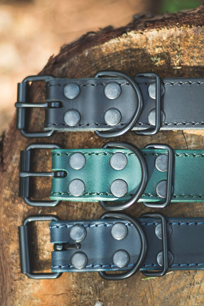 Handmade black leather dog collar | animalistus
