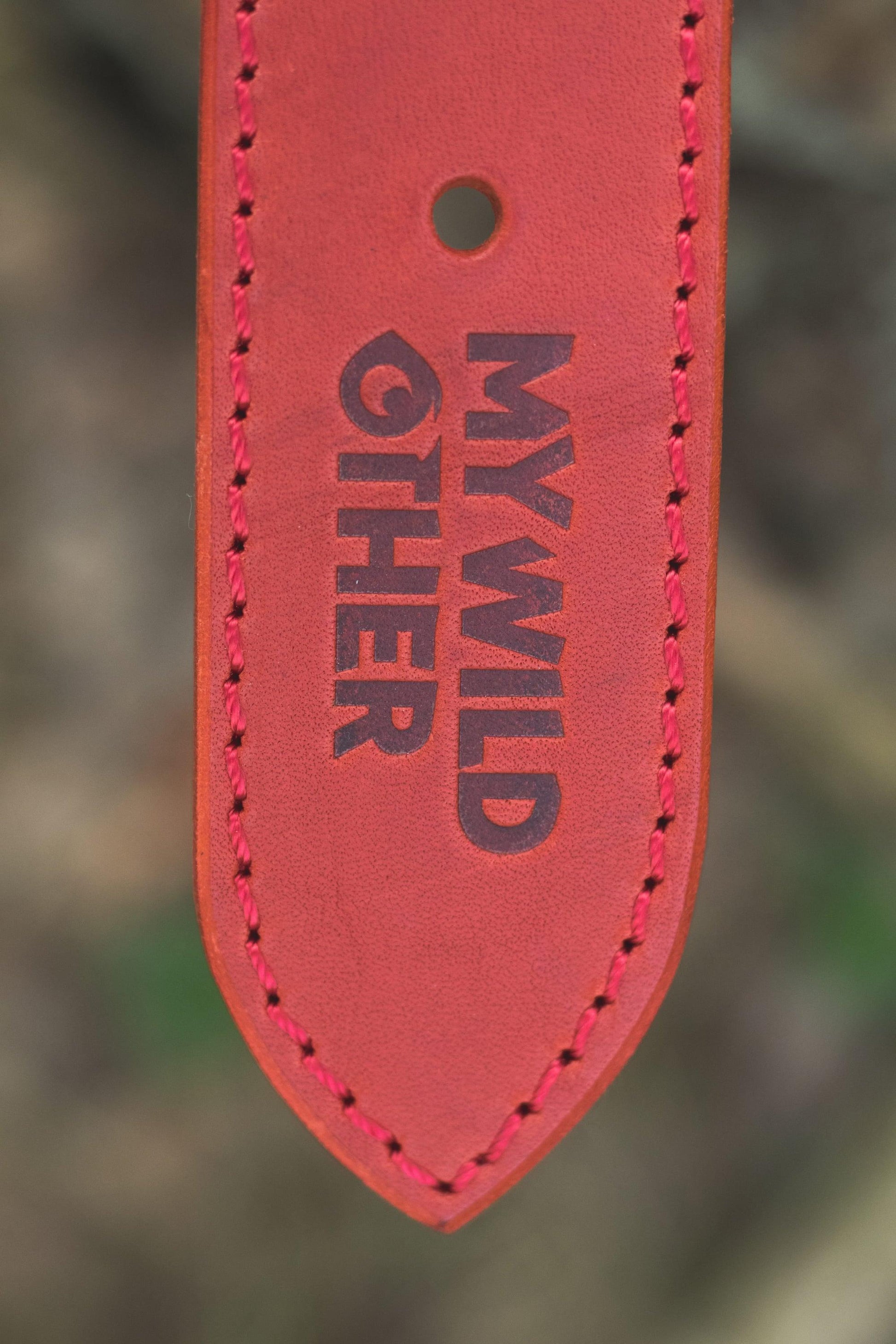 Handmade red leather STUDDED dog collar | animalistus